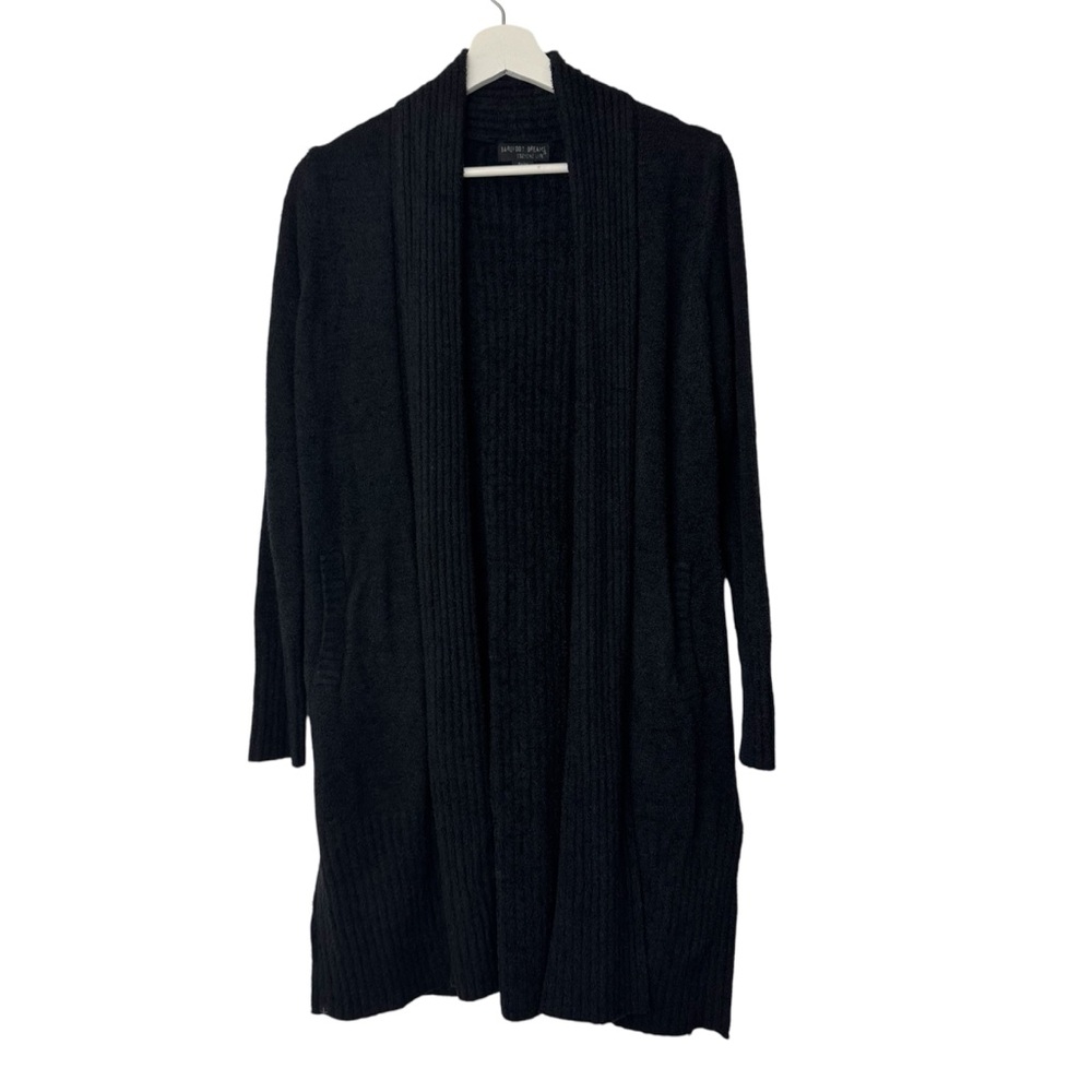Barefoot Dreams CozyChic Lite Open Front Cardigan Black Women’s Size Petite M
